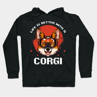 Cool Corgi Statement Cute Dog with Goggles - Welsh Corgi Hoodie